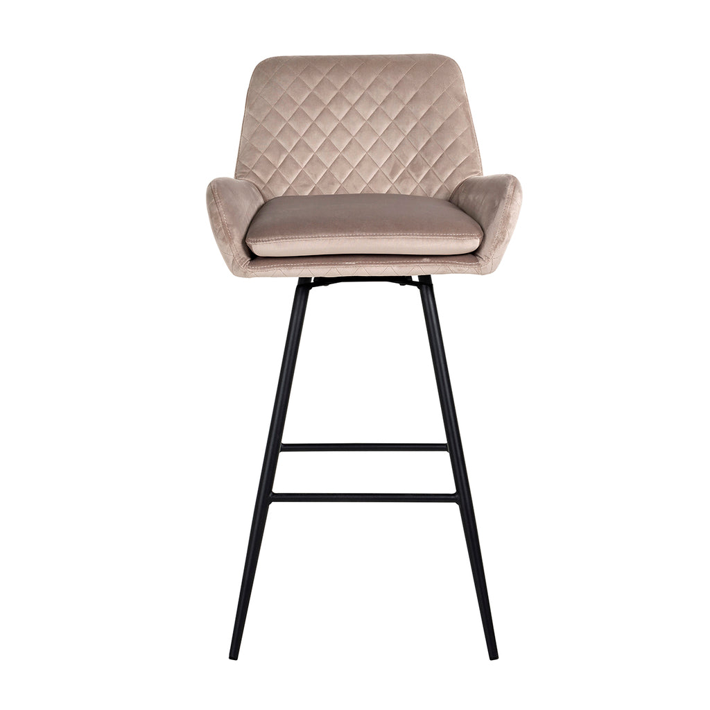 Tabouret de bar Linsey pivotant velours kaki