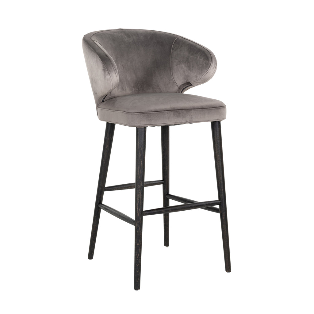 Tabouret de bar Velours pierre indigo