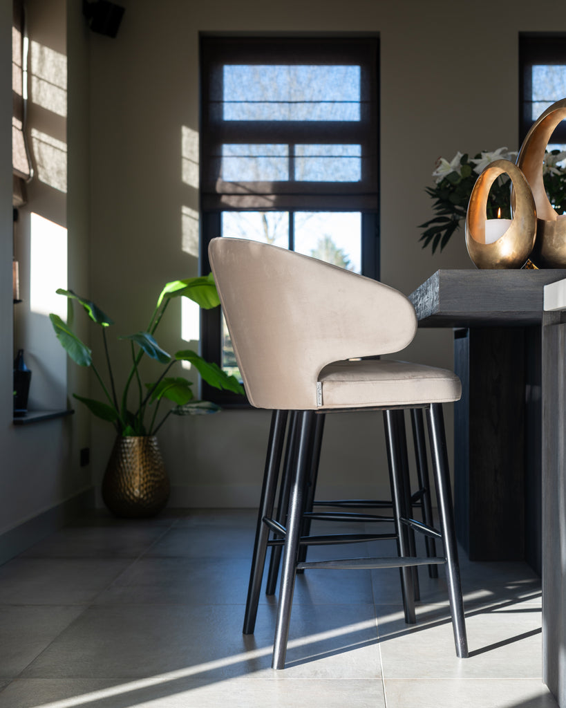 Tabouret de bar Velours kaki indigo