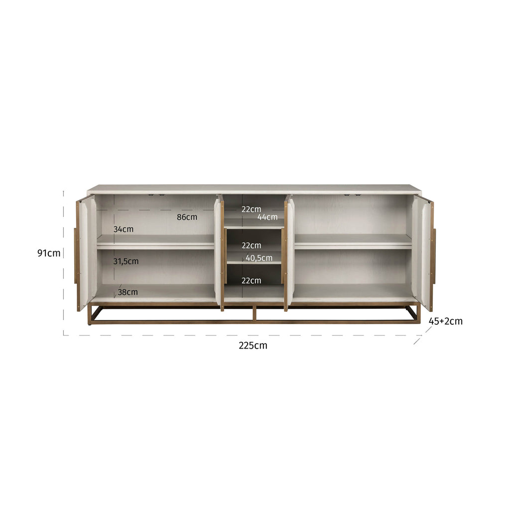 Dressoir Whitebone messing 4-deuren