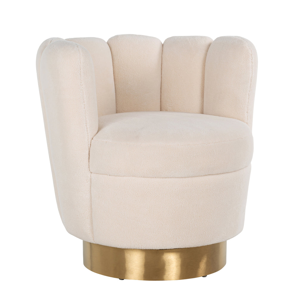 Armchair Mayfair white teddy / brushed gold