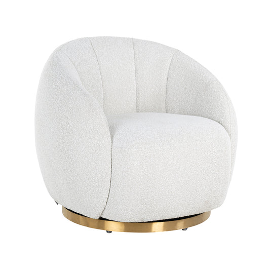 Lounge chair Jago white bouclé / brushed gold