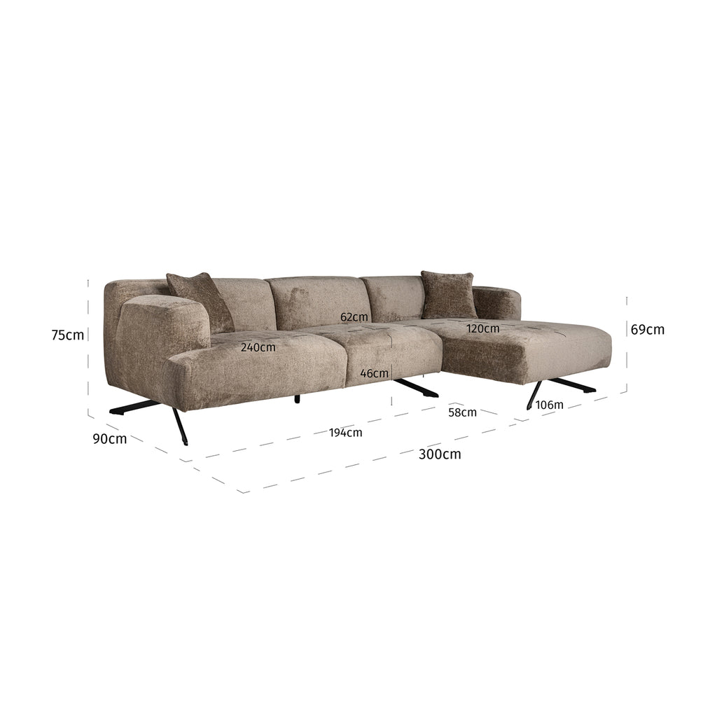 Bank Donovan 3-zits + lounge rechts