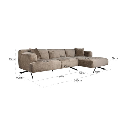 Bank Donovan 3-zits + lounge rechts