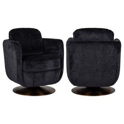 Turner black chenille swivel armchair