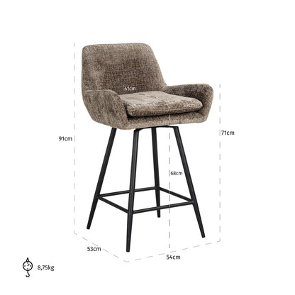 Counter stool Linsey in stone chenille