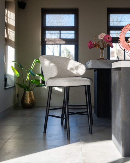 Tabouret de bar Indigo bouclé blanc