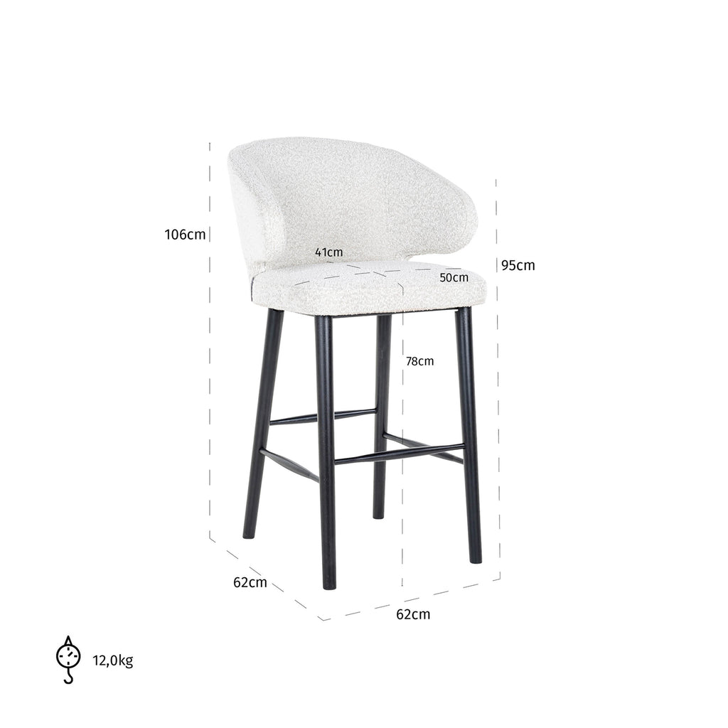 Tabouret de bar Indigo bouclé blanc