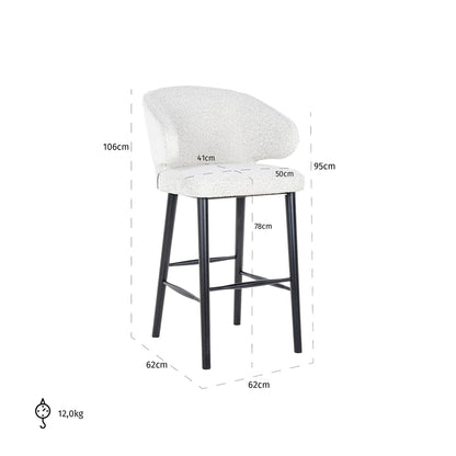 Tabouret de bar Indigo bouclé blanc