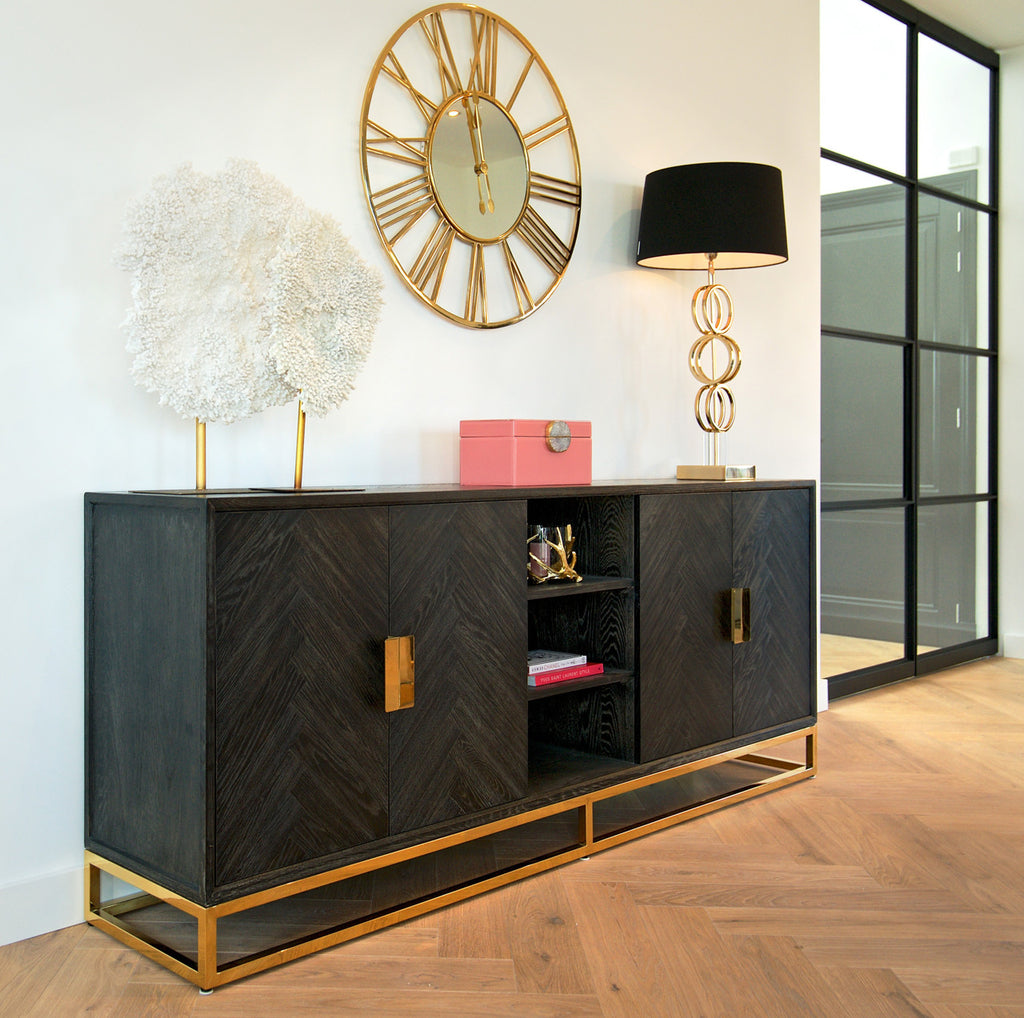 Dressoir Blackbone gold 4-deuren + open vak