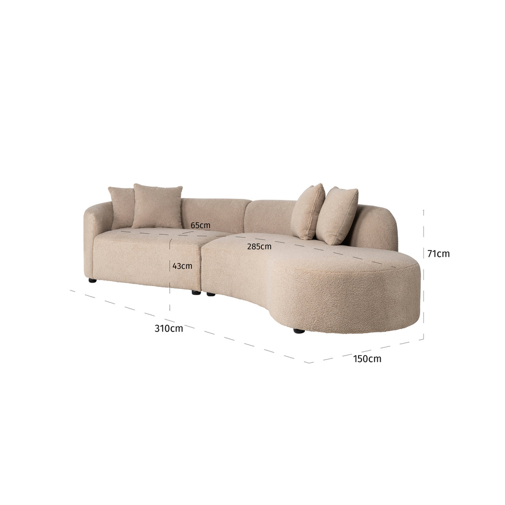 Pouf Bank Grayson droit sable fourrure|liens porte-gestoffeerd