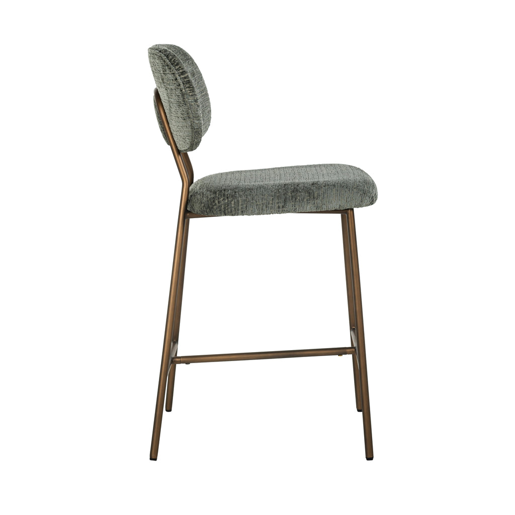 Counter stool Xenia in thyme fusion with brushed gold legs