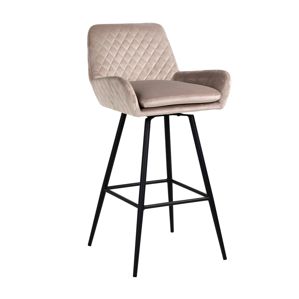 Tabouret de bar Linsey pivotant velours kaki