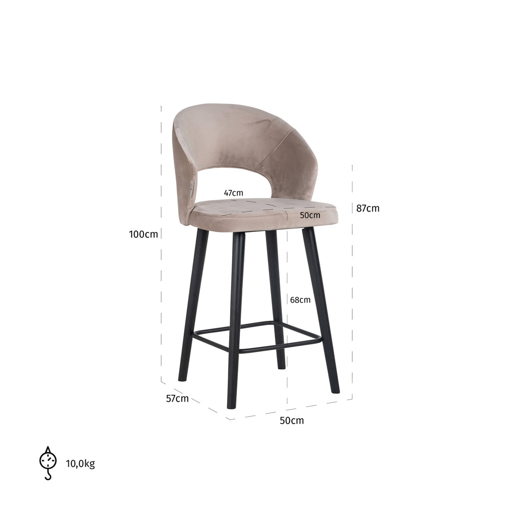 Tabouret de comptoir Savoy en velours kaki